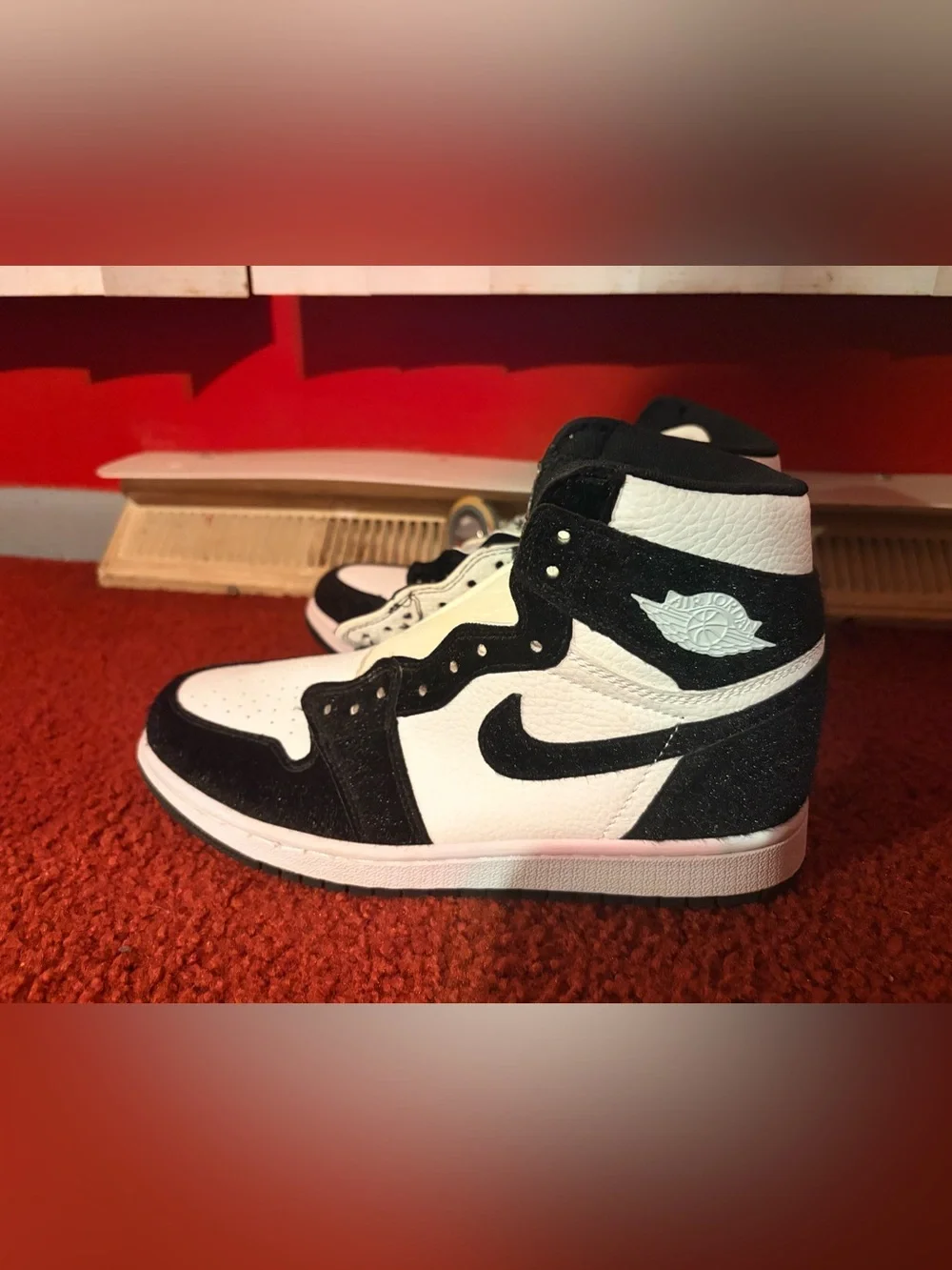 SEND OFFER Jordan Men’s/Boy’s Black and White High-Twist Panda Pony Hair Sneaker